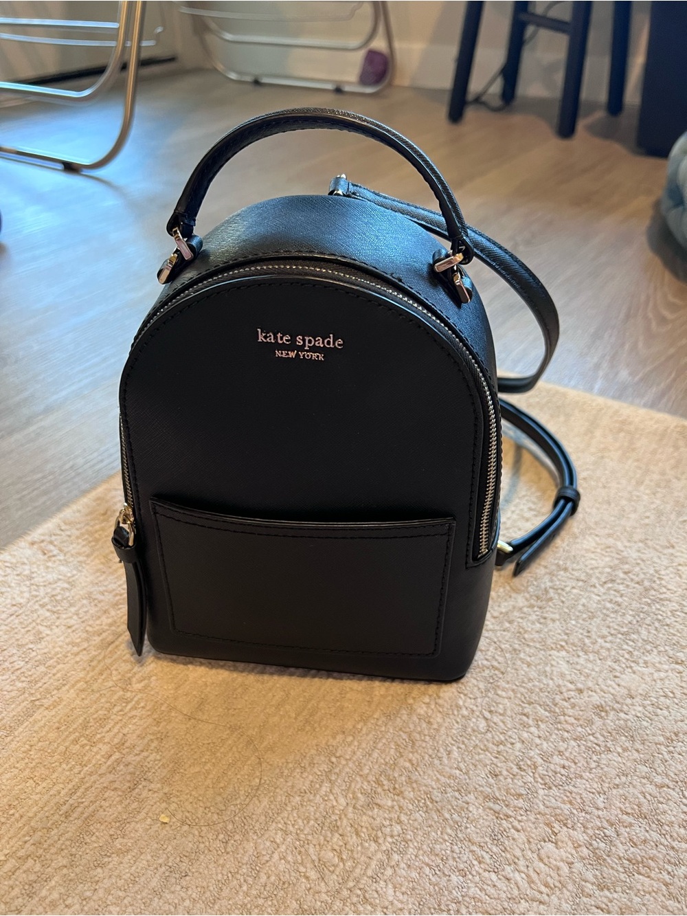 Kate Spade Black Leather Mini Backpack